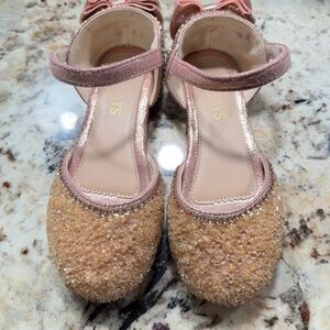 Stylish Girl flat slip on Dress Shoes in Pink and Gold bids